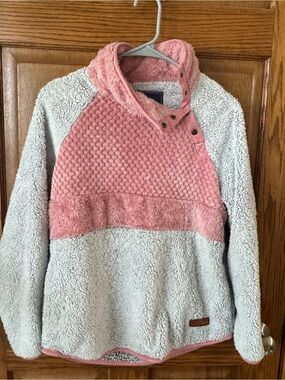 Simply Southern Pink and Cream Sherpa Snap Pullover
